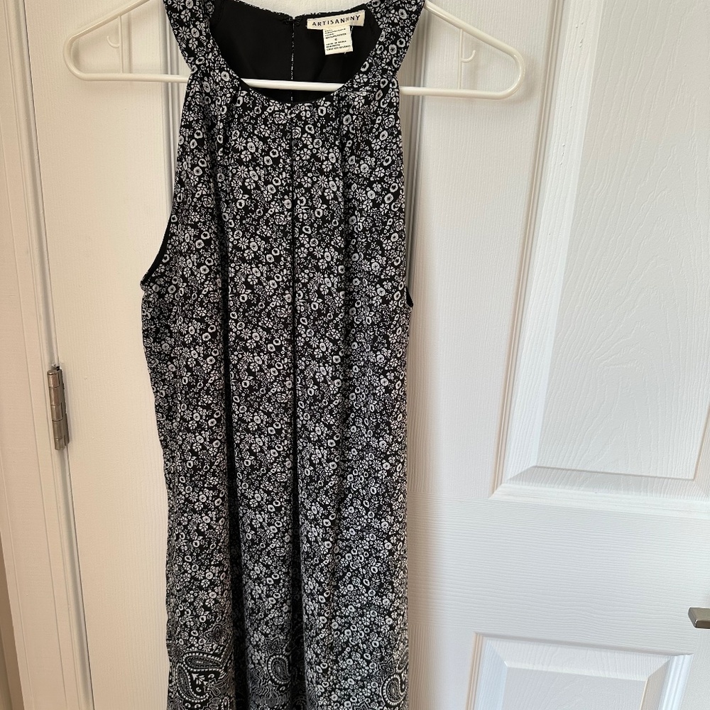 Black and white floral and paisley halter dress - size 6